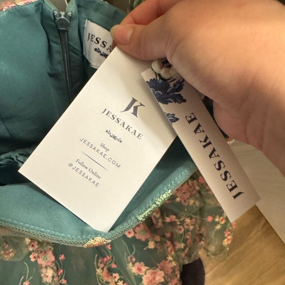 JessaKae Green and Pink Floral Midi Dress - Picture 4 of 10